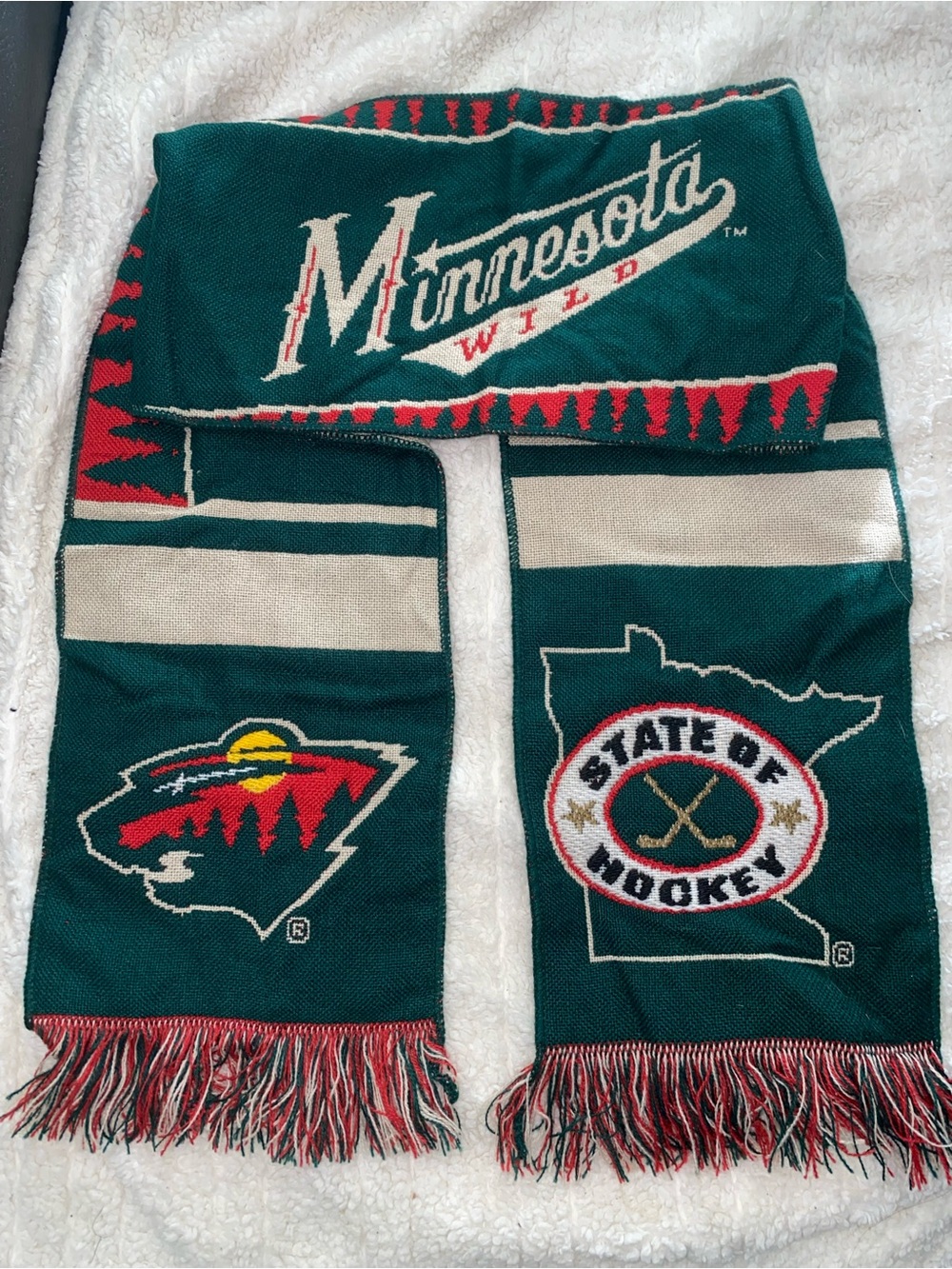 Minnesota Wild Bam Bams NHL Knit Scarf Green Red Fringe